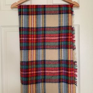 Classic tartan soft knit blanket scarf